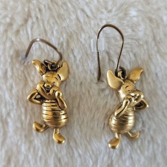 Disney Jewelry - DISNEY Signed Vintage Earrings 1.5” Piglet Dangles